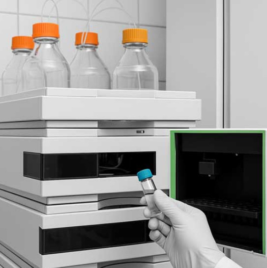 Example of laboratory instrument application – high pressure liquid chromatography (HPLC).