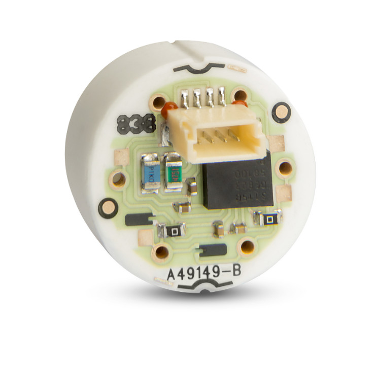 Close-up of amplified analog ceramic sensing element with on-board electronics.
